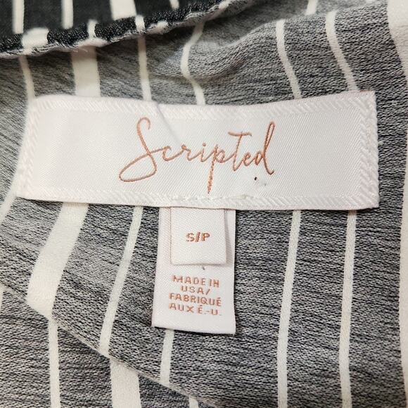 Scripted Women's Gray & White Striped One Shoulder Layered Ruffle Top Size SM US - Picture 5 of 9